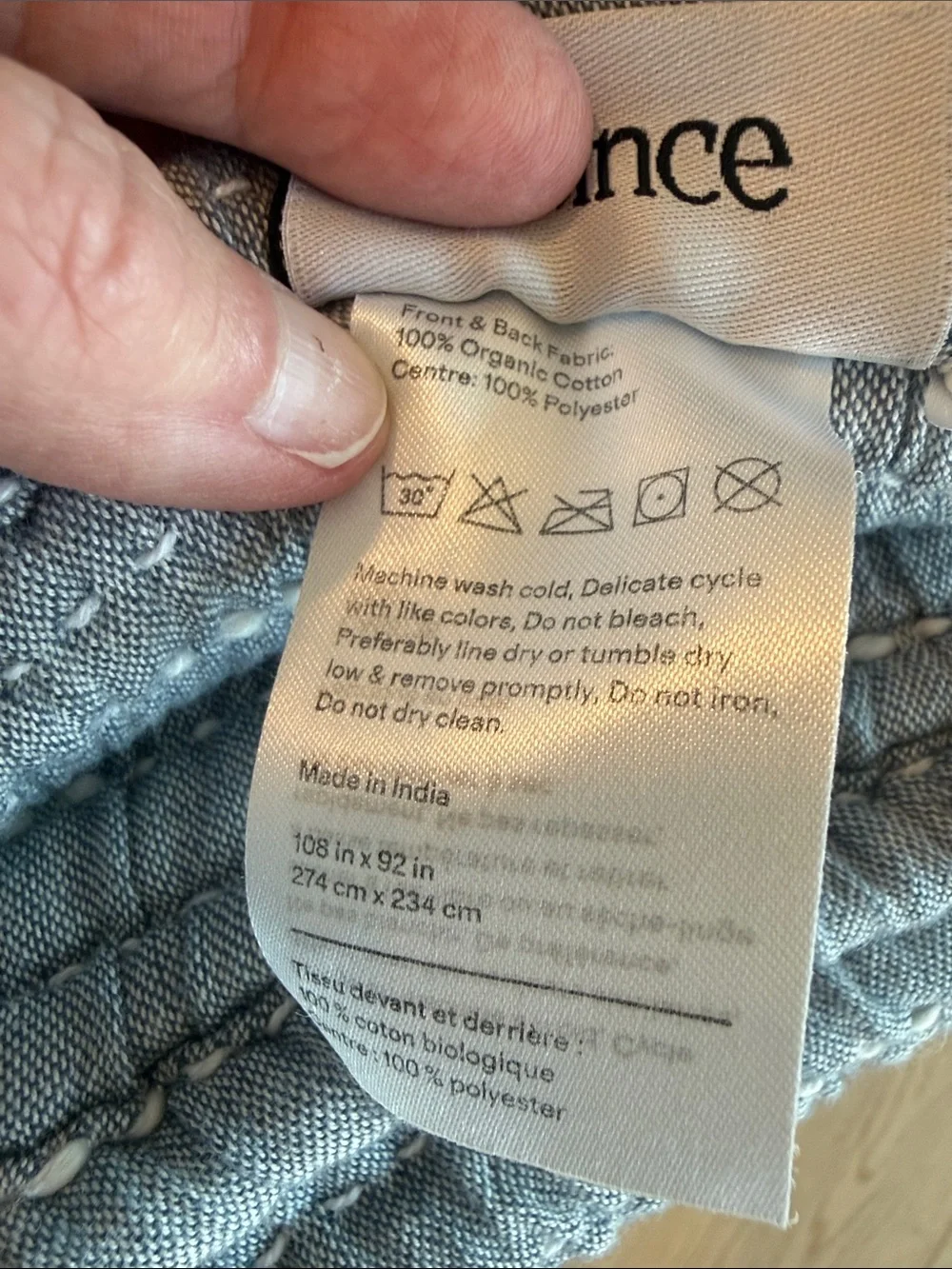 NWT Quince Organic Cotton Channel Stitch Coverlet Set – Blue??? – King/Cal King